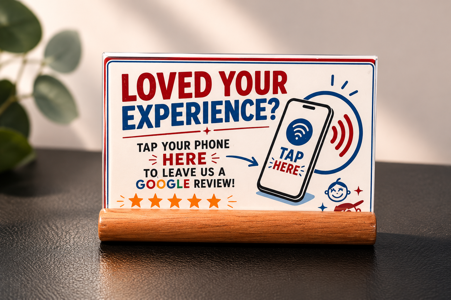 Tap-Tap NFC review sign in acrylic stand